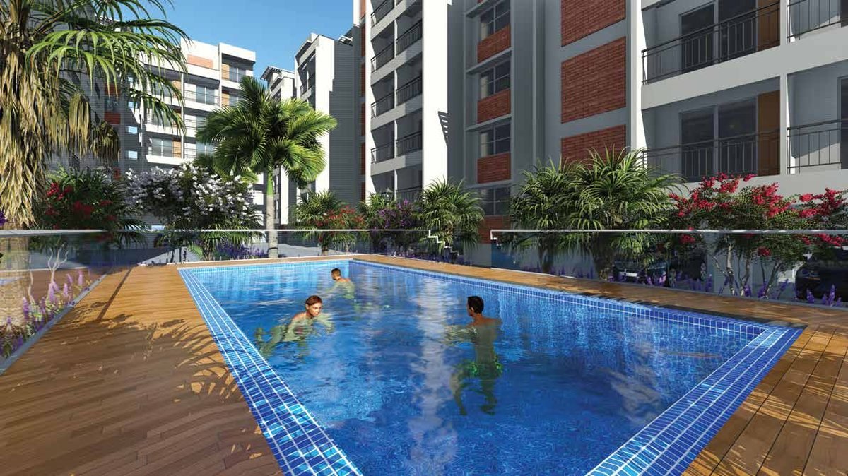 Swimming pool and pool deck at United Green Woods