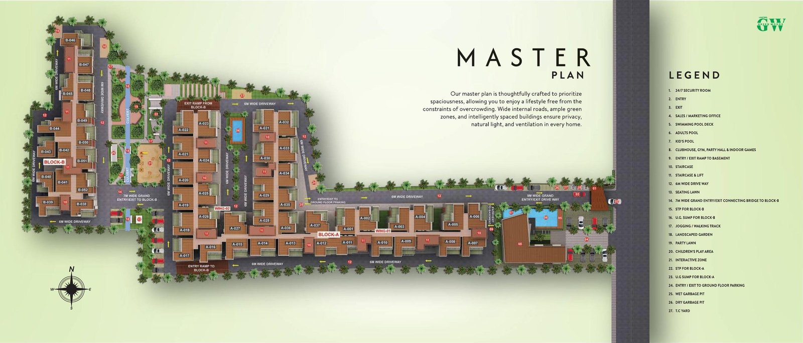 United Green Woods master plan, 2 blocks, 282 units on 4 acres 2 guntas, Hosakote